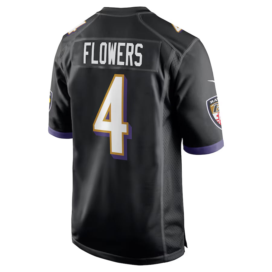 Trusc B.Ravens #4 Zay Flowers Player Black Home Game Stitched Jerseys