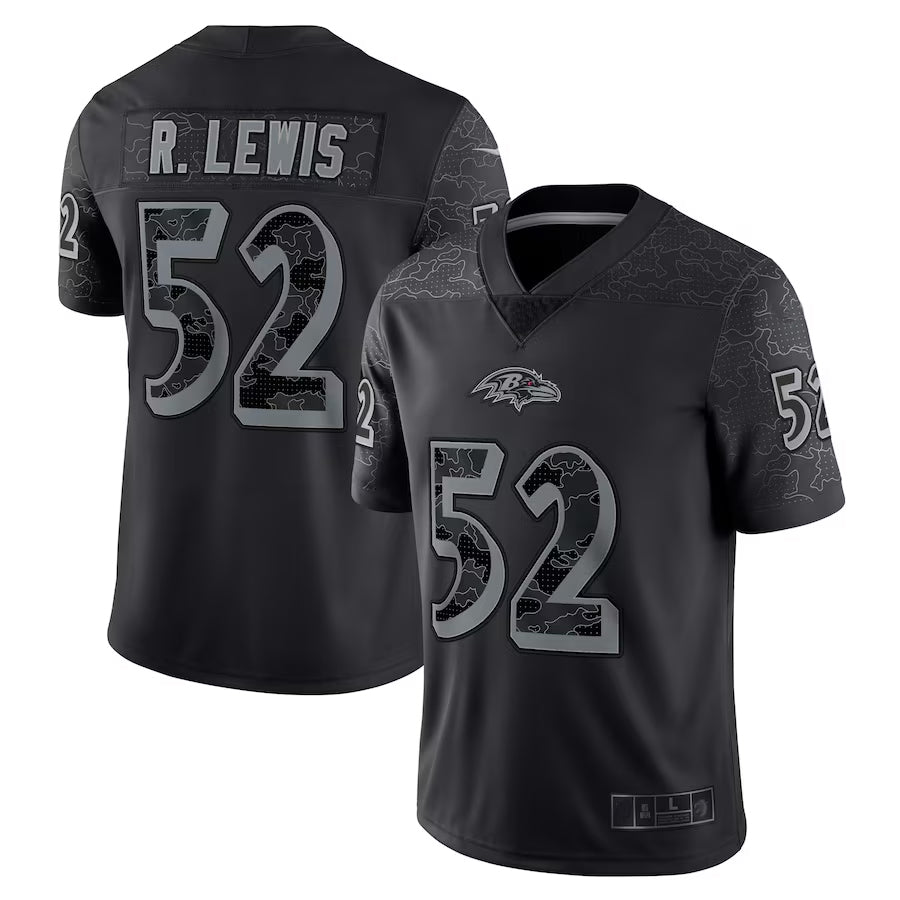 Trusc B.Ravens #52 Ray Lewis Player Black RFLCTV Limited Stitched Jerseys