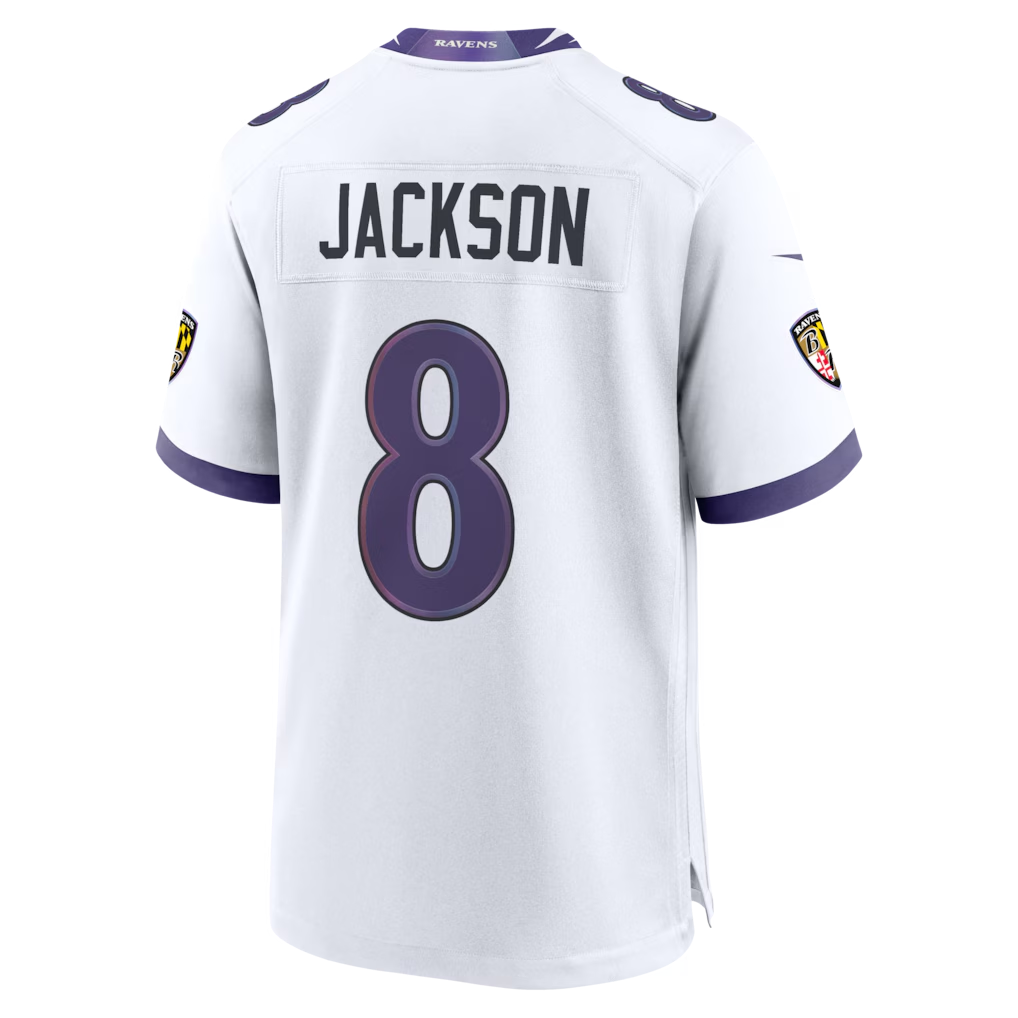 Trusc B.Ravens #8 Lamar Jackson White Game Stitched Jerseys