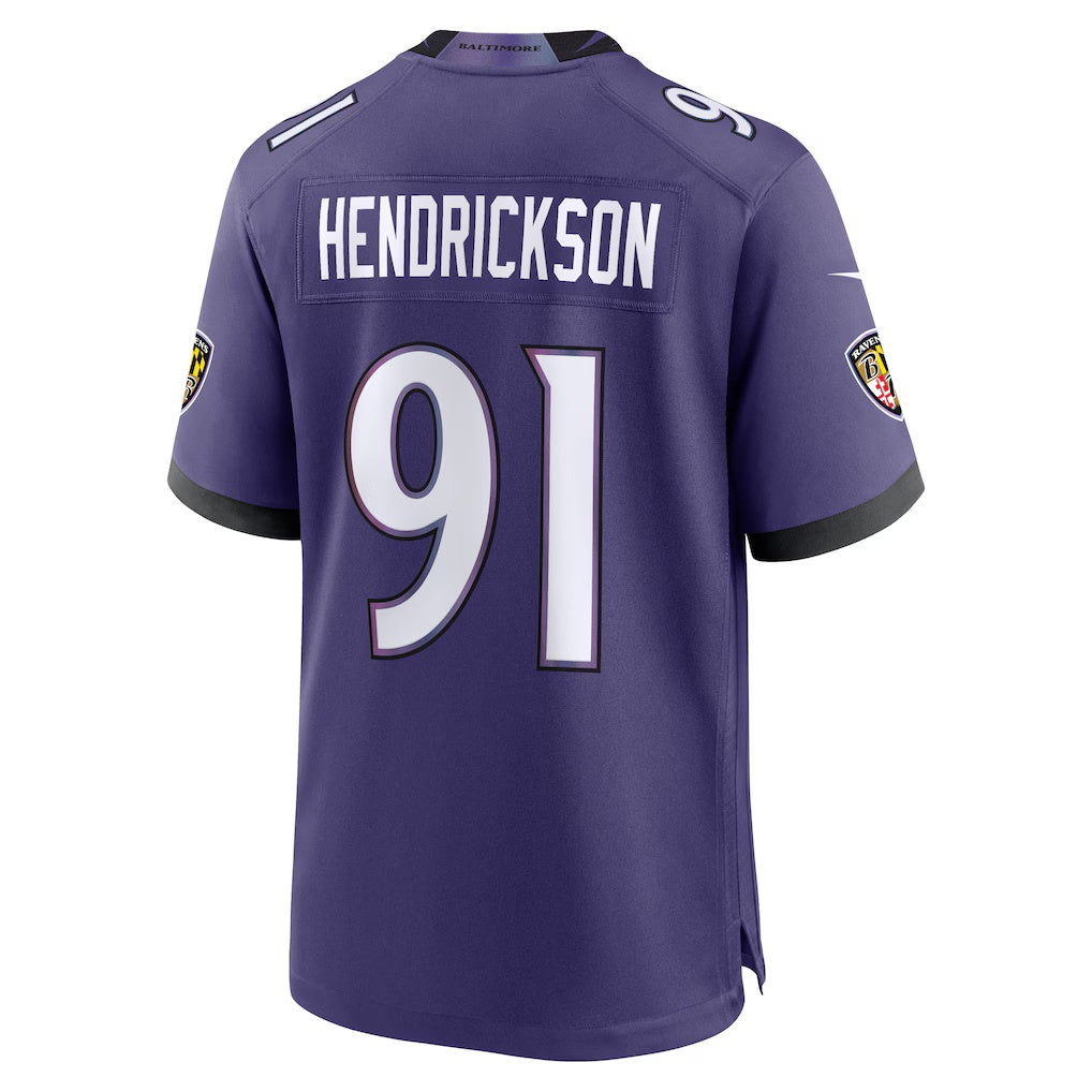 Trusc B.Ravens #91 Trey Hendrickson Purple Team Game Stitched Jerseys