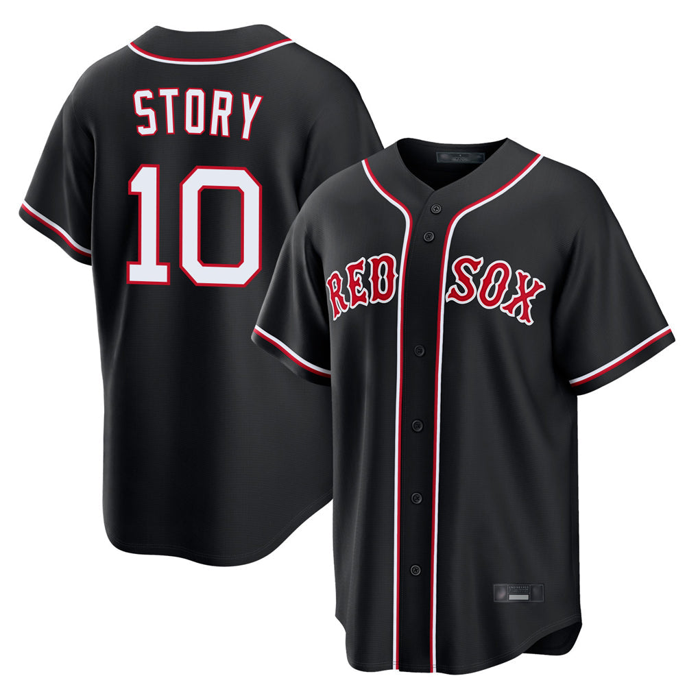 Trusc B.Red Sox #10 Trevor Story Player Black Out Home Game Stitched Jerseys