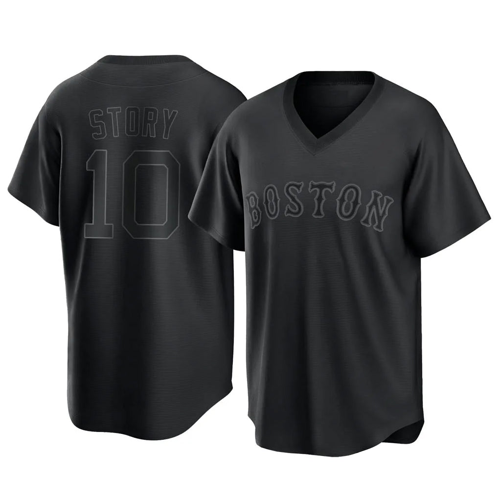 Trusc B.Red Sox #10 Trevor Story Player Black T-shirt Home Game Stitched Jerseys