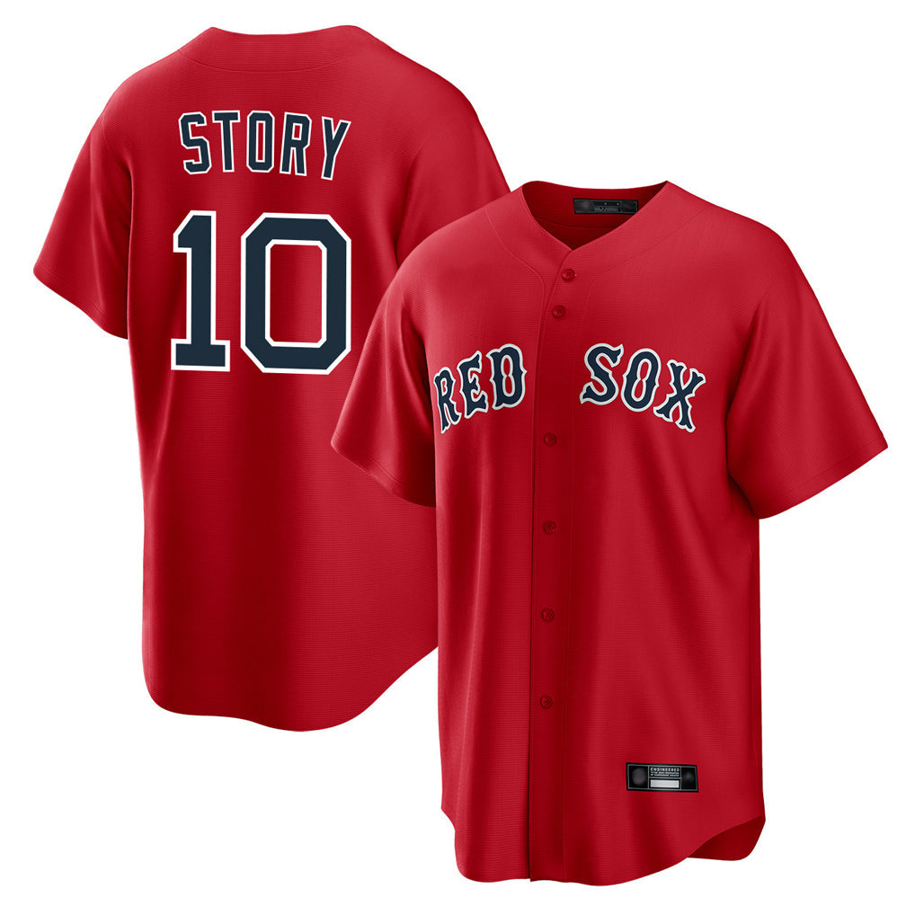 Trusc B.Red Sox #10 Trevor Story Player Red Home Game Stitched Jerseys