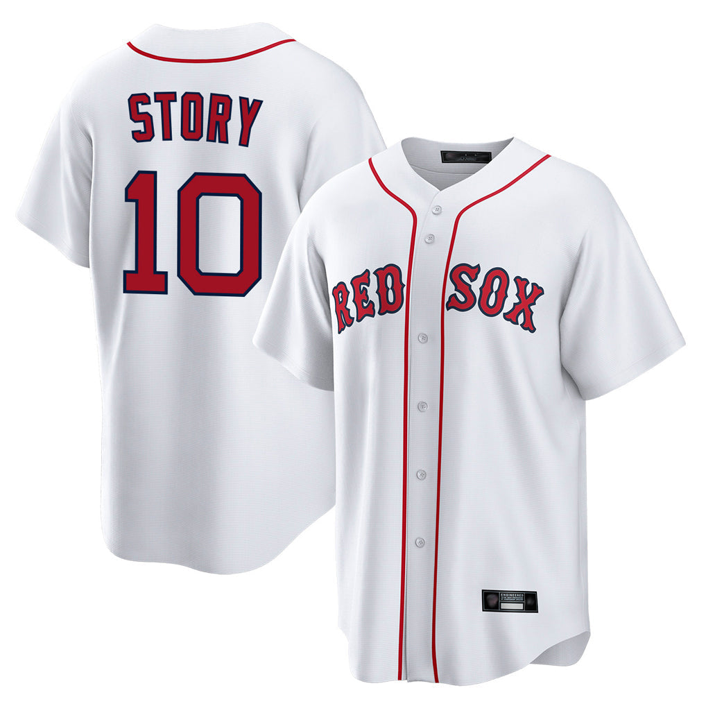 Trusc B.Red Sox #10 Trevor Story Player White Home Game Stitched Jerseys
