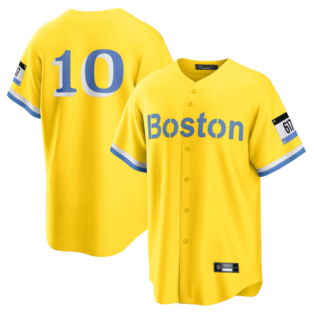 Trusc B.Red Sox #10 Trevor Story Player Yellow Home Game Stitched Jerseys