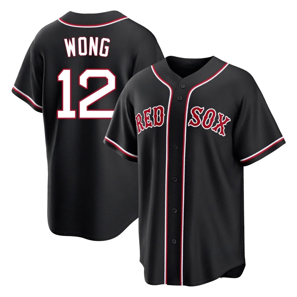 Trusc B.Red Sox #12 Connor Wong Player Black Out Home Game Stitched Jerseys