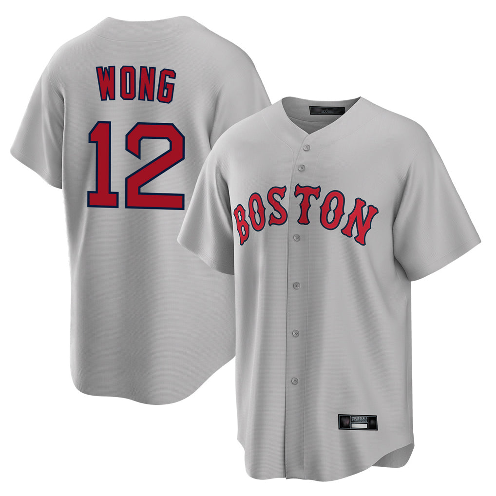 Trusc B.Red Sox #12 Connor Wong Player Gray Road Home Game Stitched Jerseys