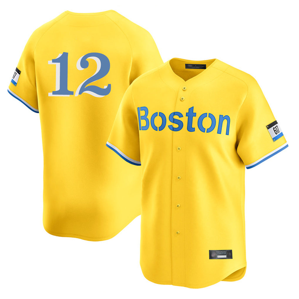 Trusc B.Red Sox #12 Connor Wong Player Yellow Limited Home Game Stitched Jerseys