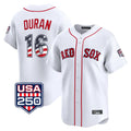 Trusc B.Red Sox #16 Jarren Duran Player White USA 250 Fourth of July Limited Home Game Stitched Jerseys