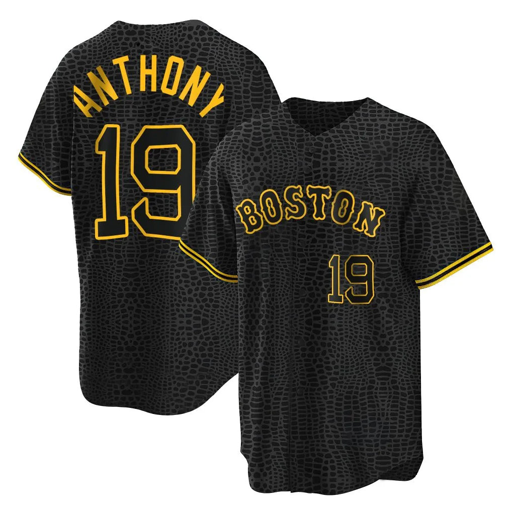 Trusc B.Red Sox #19 Roman Anthony Player Black Snake Skin City Home Game Stitched Jerseys