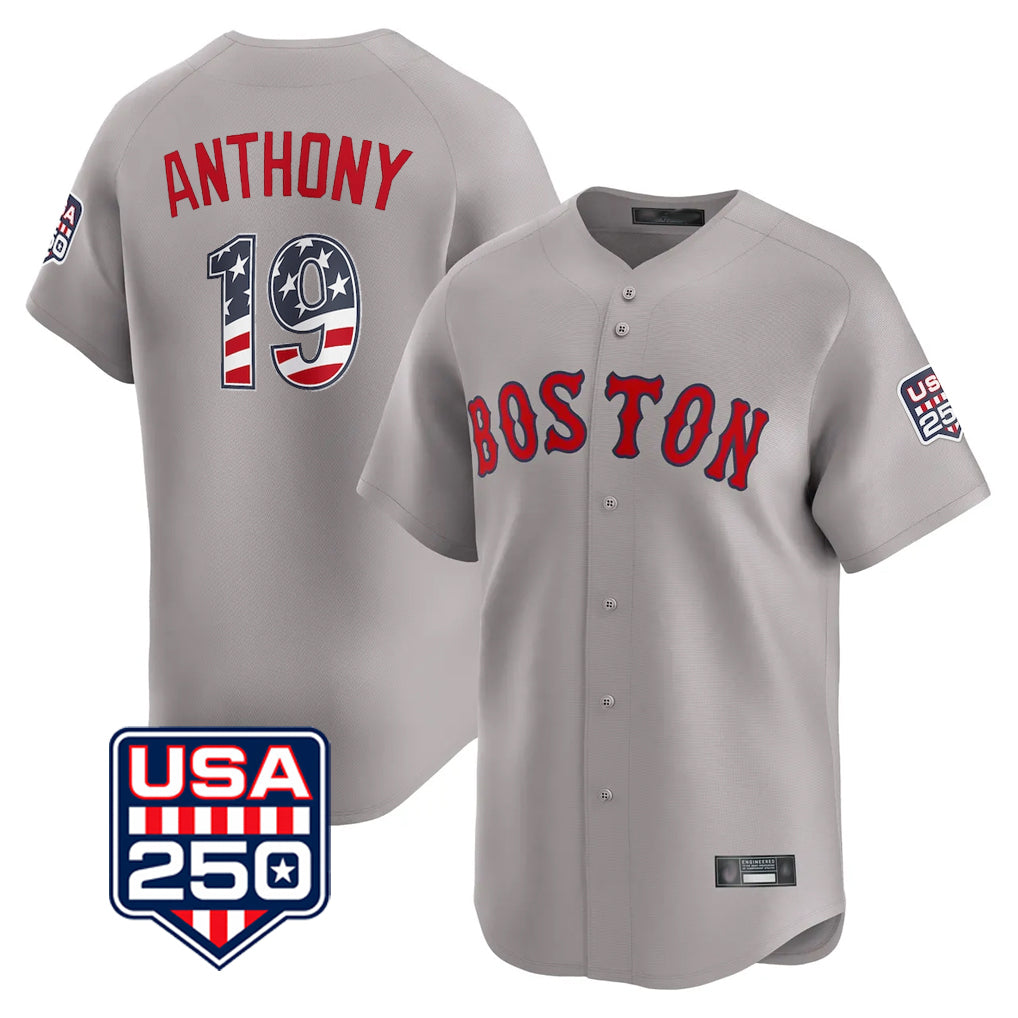 Trusc B.Red Sox #19 Roman Anthony Player Gray Road USA 250 Fourth of July Limited Home Game Stitched Jerseys