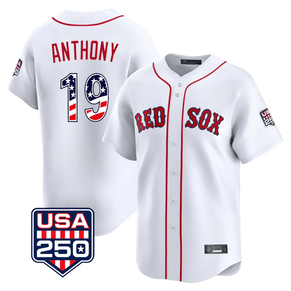 Trusc B.Red Sox #19 Roman Anthony Player White USA 250 Fourth of July Limited Home Game Stitched Jerseys