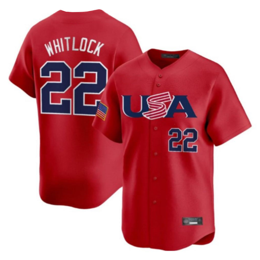 Trusc B.Red Sox #22 Garrett Whitlock Player Red USA World Classic Home Game Stitched Jerseys