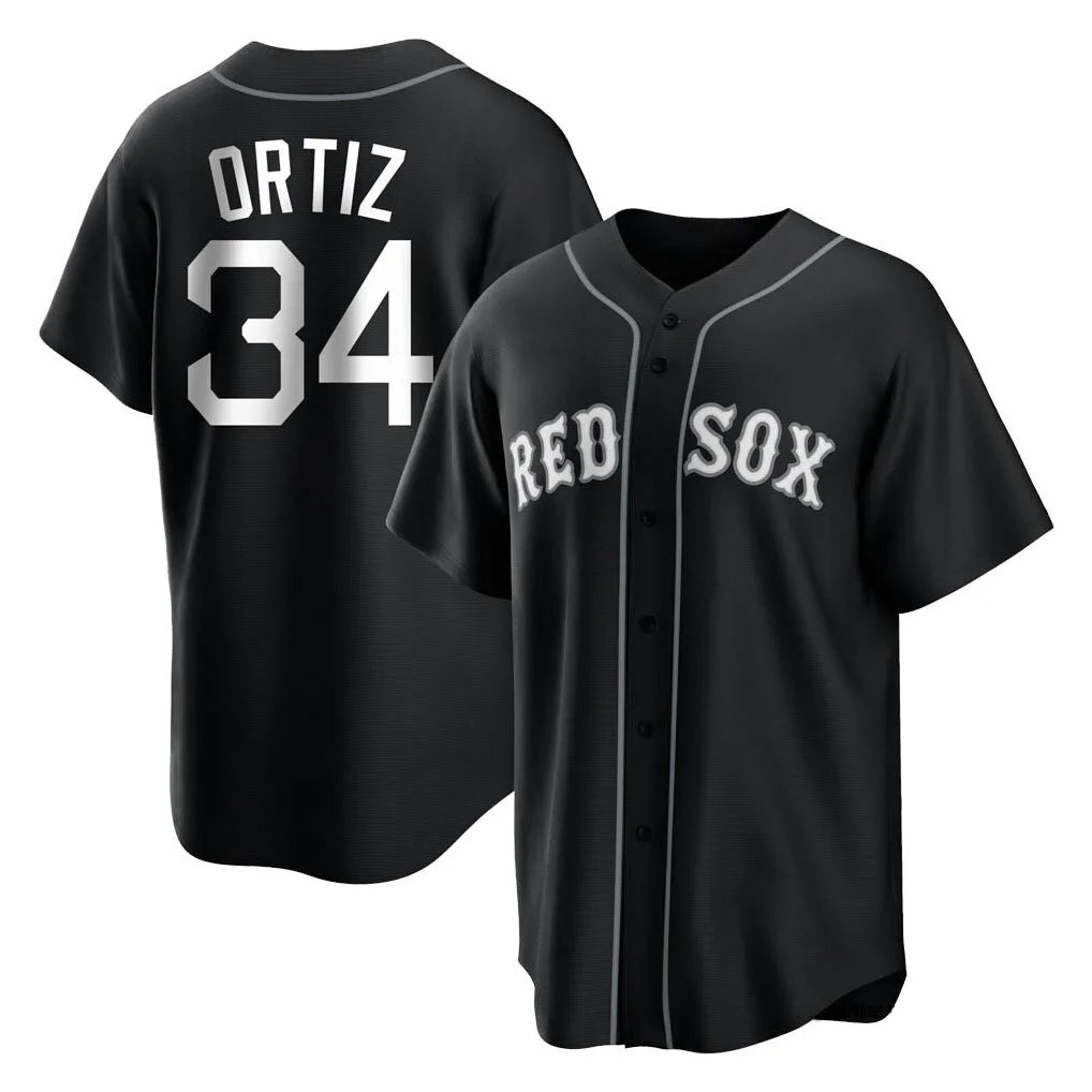Trusc B.Red Sox #34 David Ortiz Player Black Home Game Stitched Jerseys