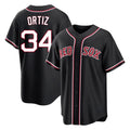 Trusc B.Red Sox #34 David Ortiz Player Black Out Home Game Stitched Jerseys