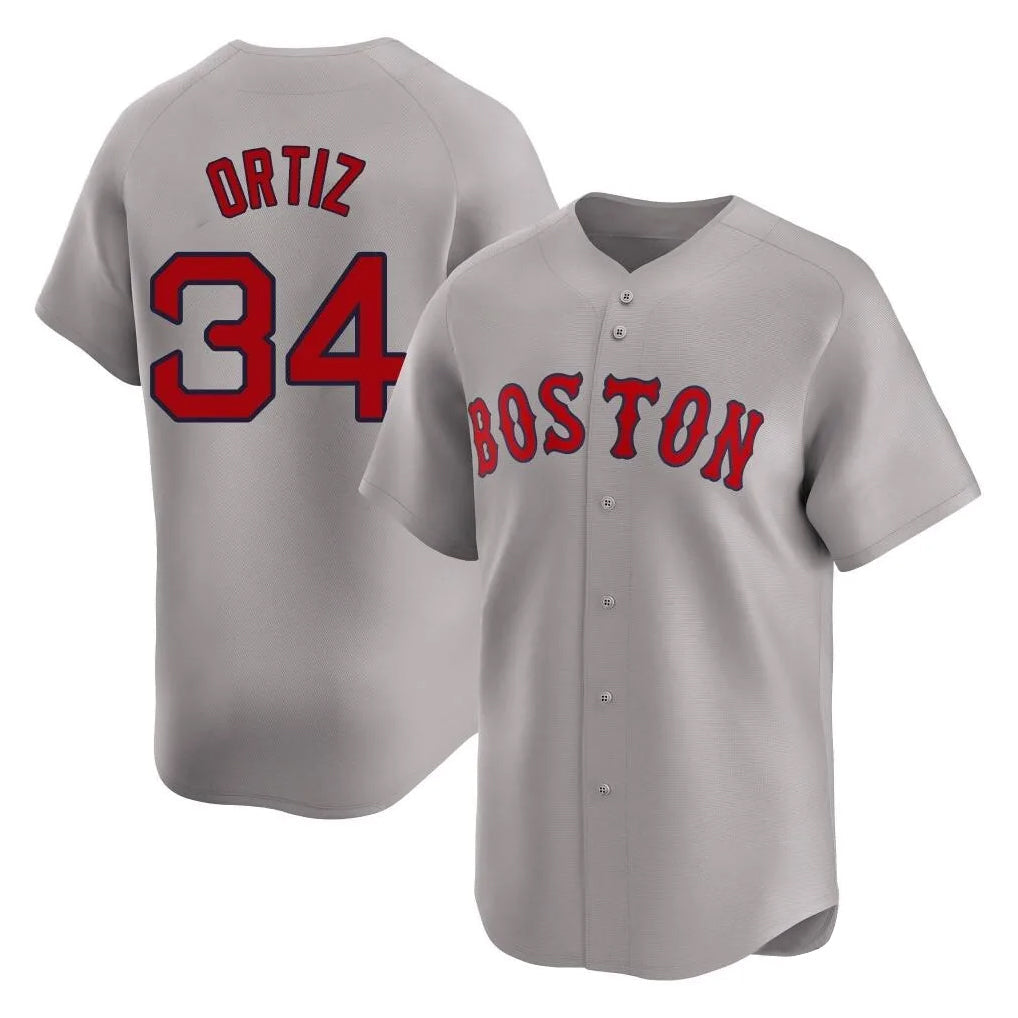 Trusc B.Red Sox #34 David Ortiz Player Gray Road Limited Home Game Stitched Jerseys