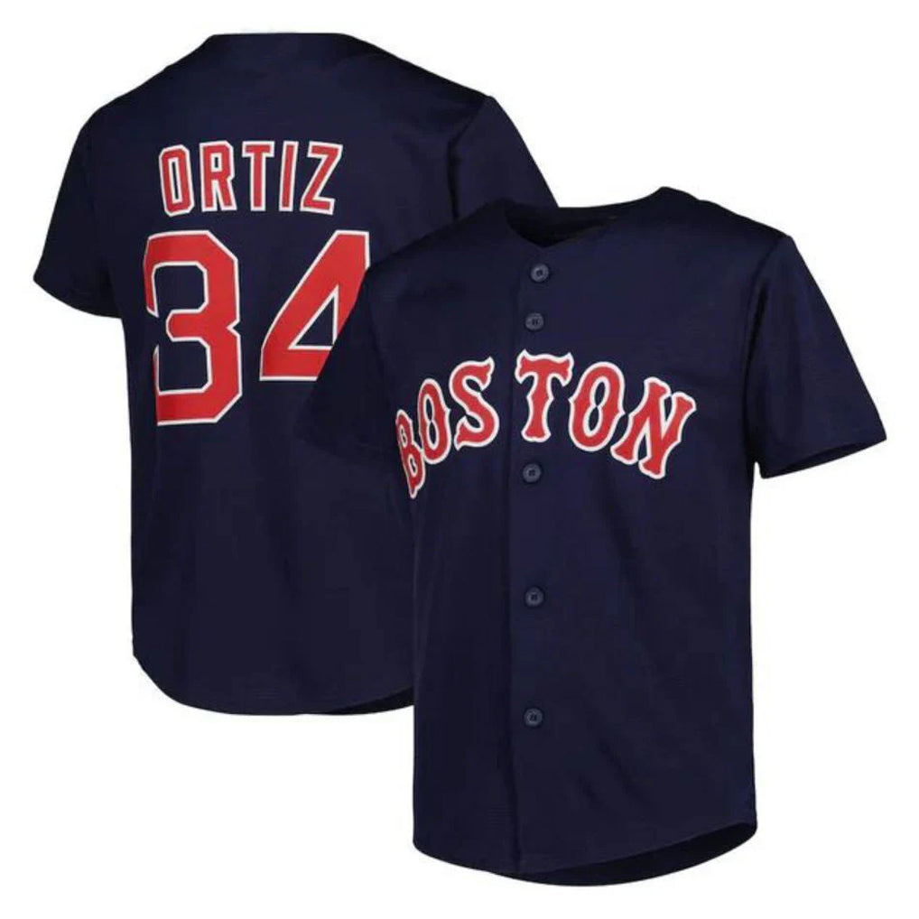Trusc B.Red Sox #34 David Ortiz Player Navy Mitchell & Ness Cooperstown Collection Mesh Home Stitched Jerseys