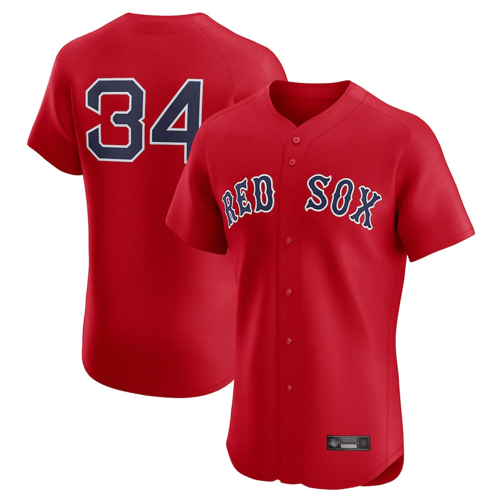 Trusc B.Red Sox #34 David Ortiz Player Red Limited Elite Home Game Stitched Jerseys