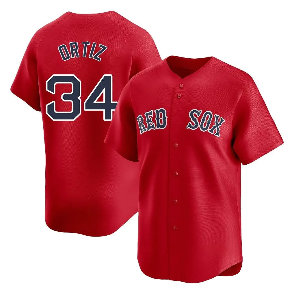 Trusc B.Red Sox #34 David Ortiz Player Red Limited Home Game Stitched Jerseys