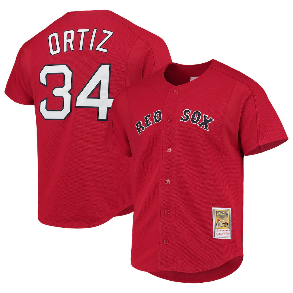 Trusc B.Red Sox #34 David Ortiz Player Red Mitchell & Ness Cooperstown Collection Home Stitched Jerseys