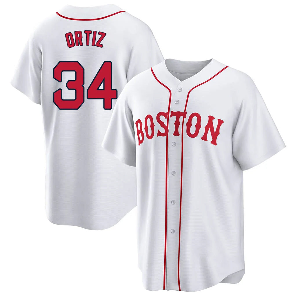 Trusc B.Red Sox #34 David Ortiz Player White Game Home Stitched Jerseys