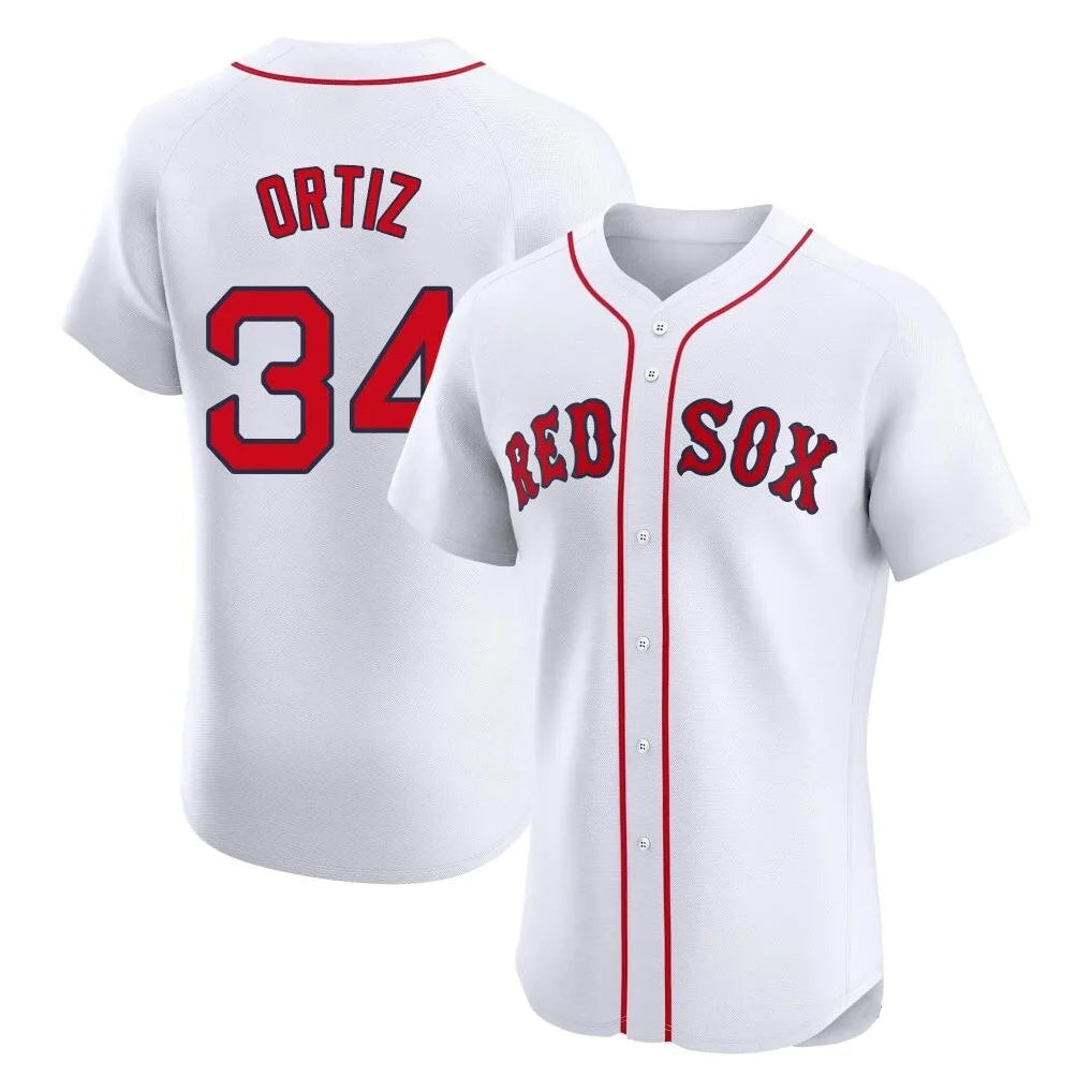 Trusc B.Red Sox #34 David Ortiz Player White Limited Elite Home Game Stitched Jerseys