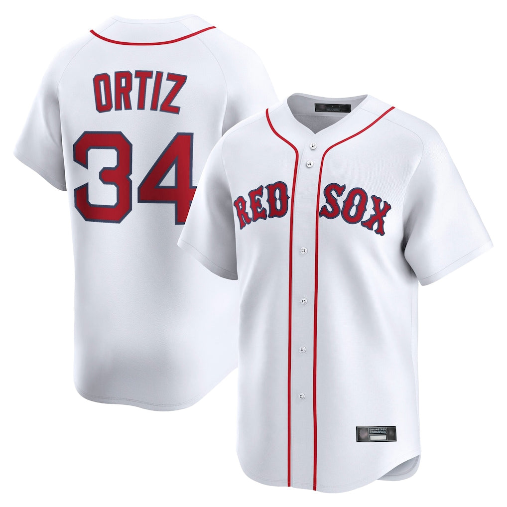 Trusc B.Red Sox #34 David Ortiz Player White Limited Home Game Stitched Jerseys