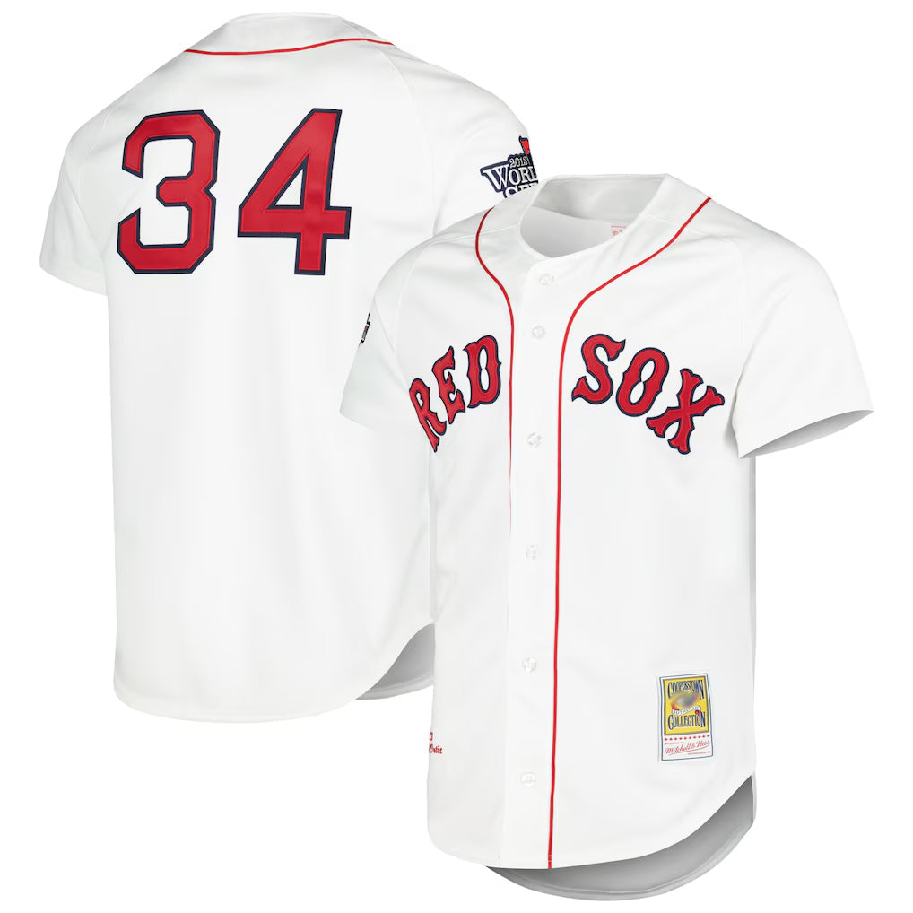 Trusc B.Red Sox #34 David Ortiz Player White Mitchell & Ness Cooperstown Collection Mesh Home Stitched Jerseys