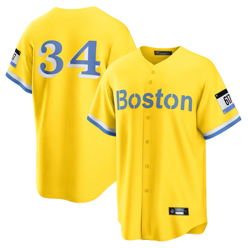 Trusc B.Red Sox #34 David Ortiz Player Yellow Home Game Stitched Jerseys