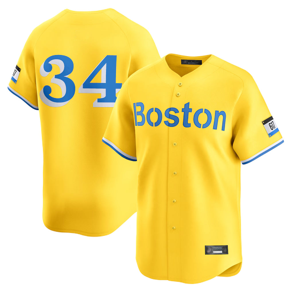 Trusc B.Red Sox #34 David Ortiz Player Yellow Limited Home Game Stitched Jerseys