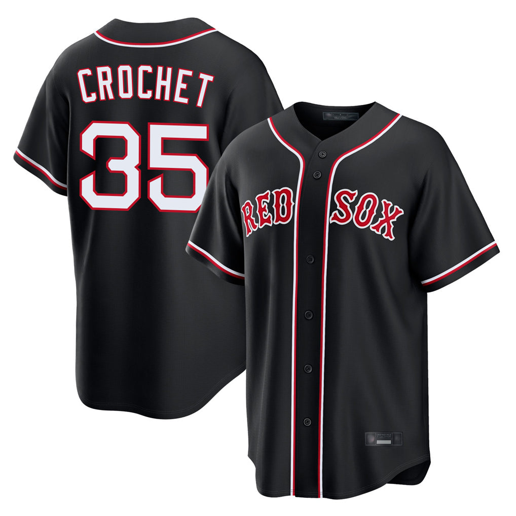 Trusc B.Red Sox #35 Garrett Crochet Player Black Out Home Game Stitched Jerseys