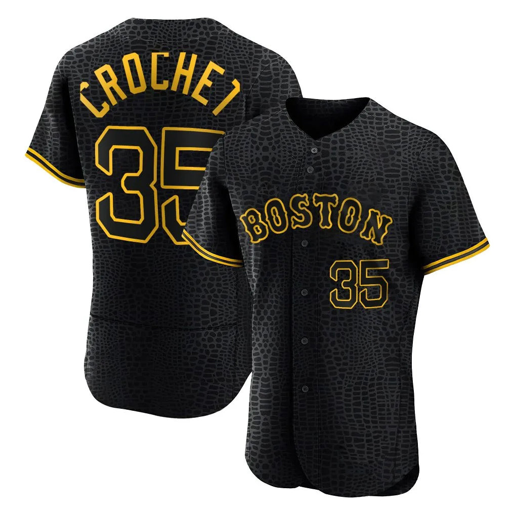 Trusc B.Red Sox #35 Garrett Crochet Player Black Snake Skin City Limited Elite Home Stitched Jerseys