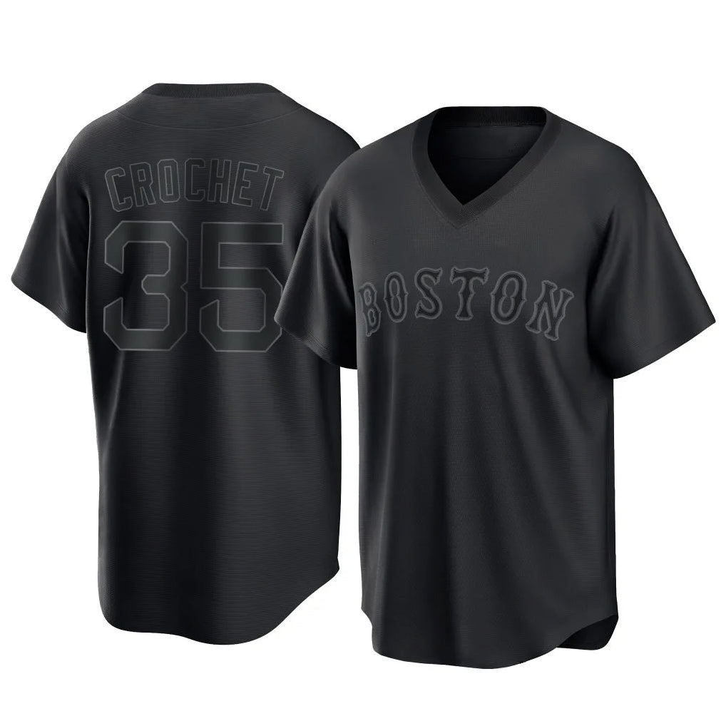 Trusc B.Red Sox #35 Garrett Crochet Player Black T-shirt Home Game Stitched Jerseys