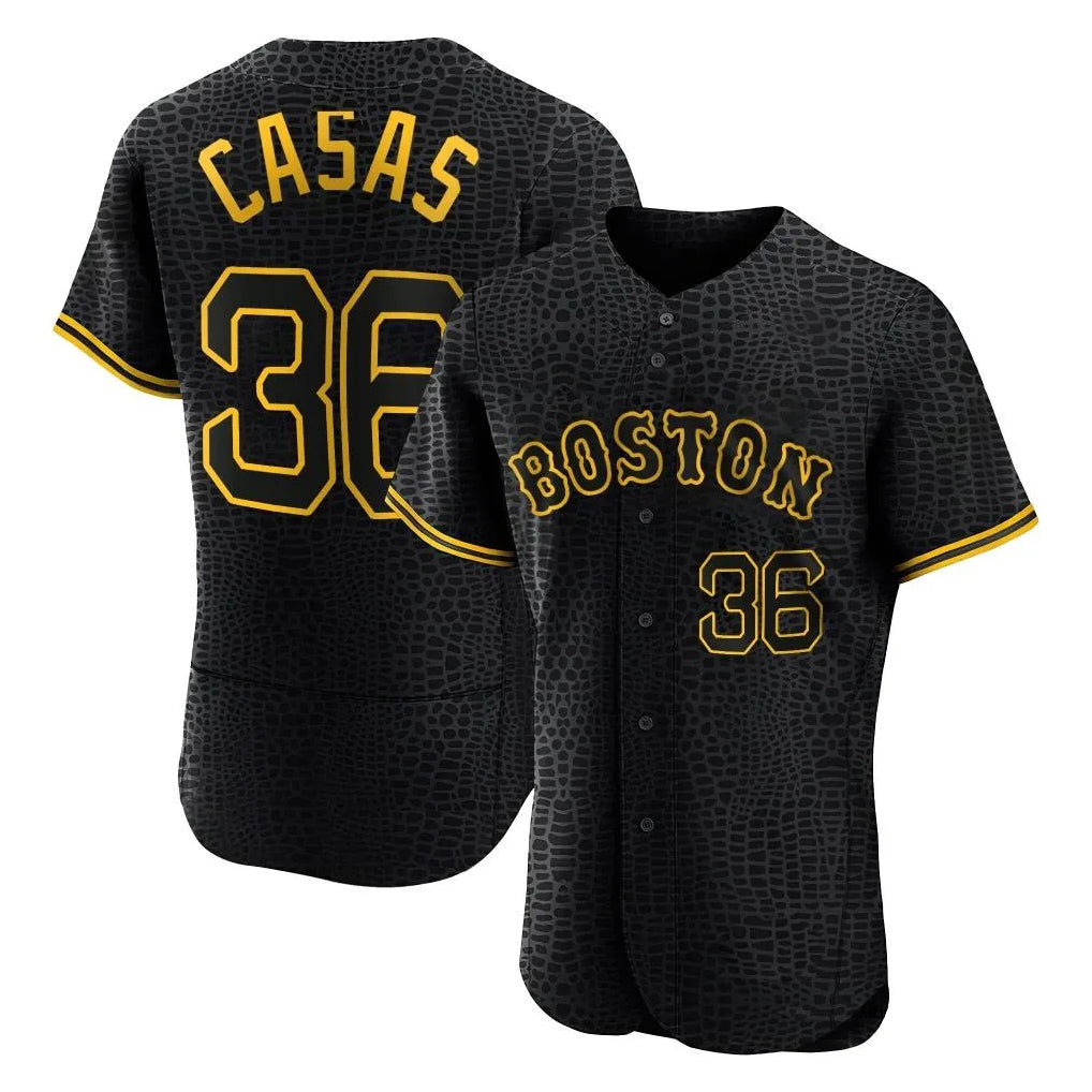 Trusc B.Red Sox #36 Triston Casas Player Black Snake Skin City Limited Elite Home Stitched Jerseys