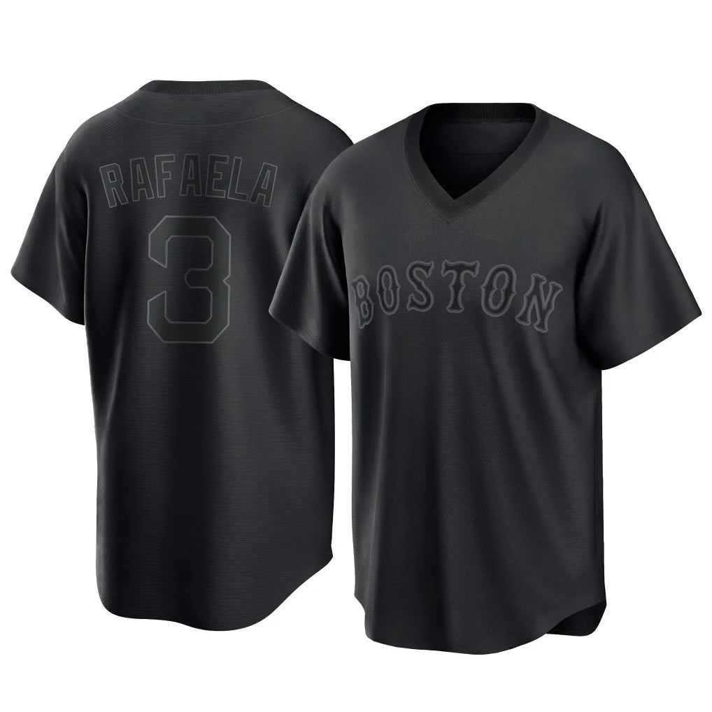 Trusc B.Red Sox #3 Ceddanne Rafaela Player Black T-shirt Home Game Stitched Jerseys