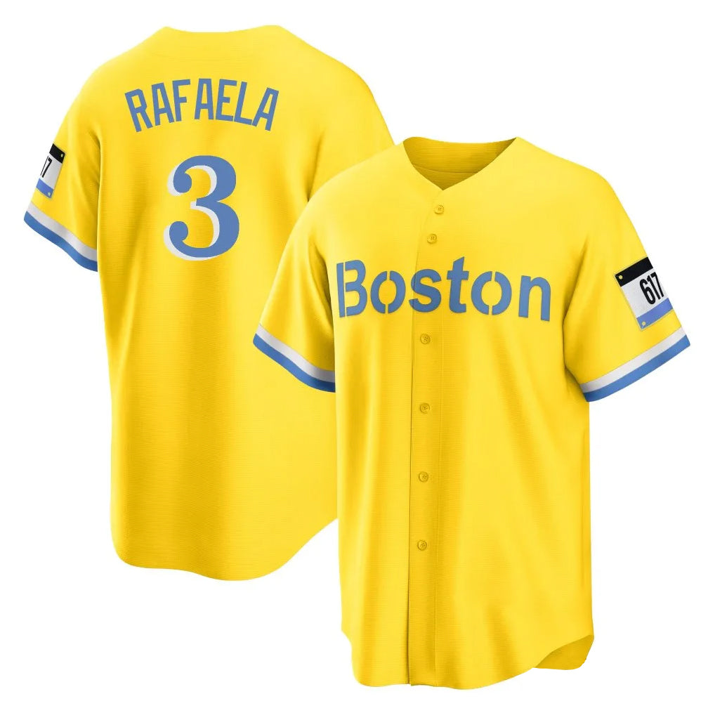 Trusc B.Red Sox #3 Ceddanne Rafaela Player Yellow Home Game Stitched Jersey