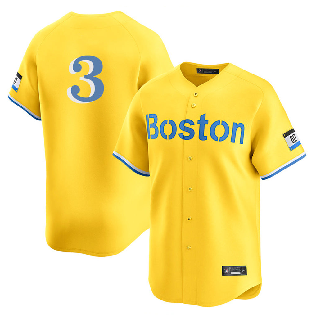 Trusc B.Red Sox #3 Ceddanne Rafaela Player Yellow Limited Home Game Stitched Jersey