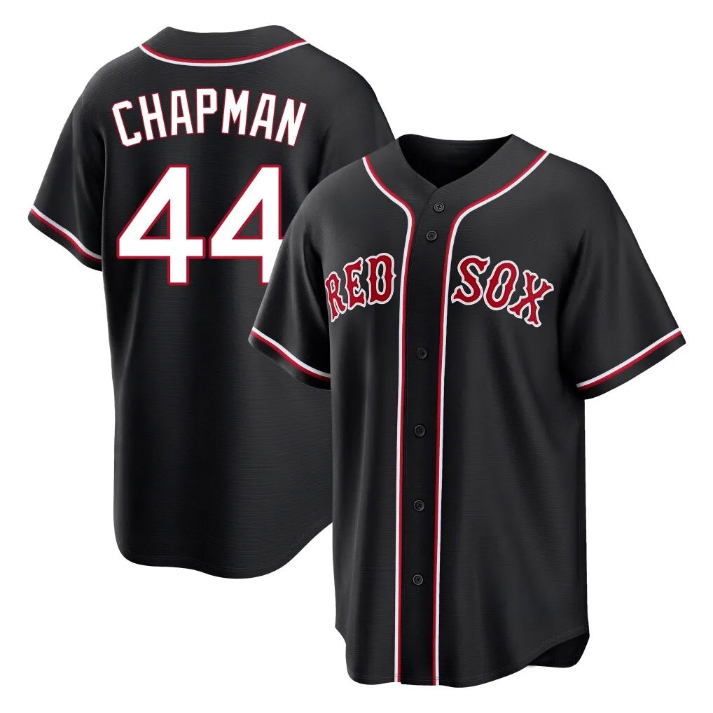 Trusc B.Red Sox #44 Aroldis Chapman Player Black Out Home Game Stitched Jerseys