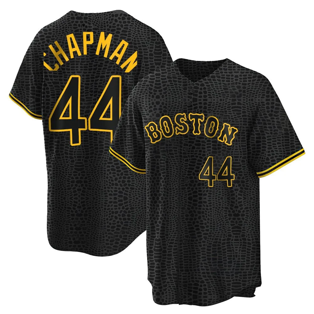 Trusc B.Red Sox #44 Aroldis Chapman Player Black Snake Skin City Home Game Stitched Jerseys