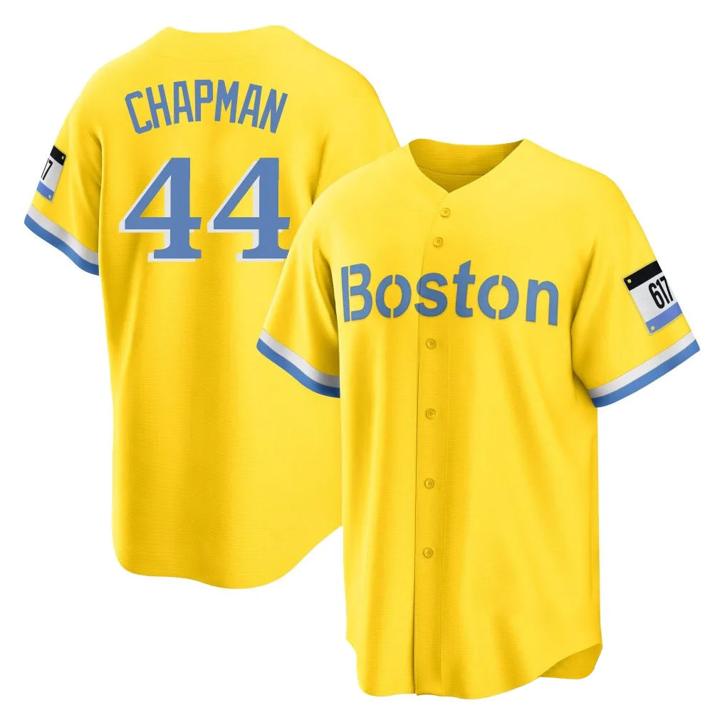 Trusc B.Red Sox #44 Aroldis Chapman Player Yellow Home Game Stitched Jerseys