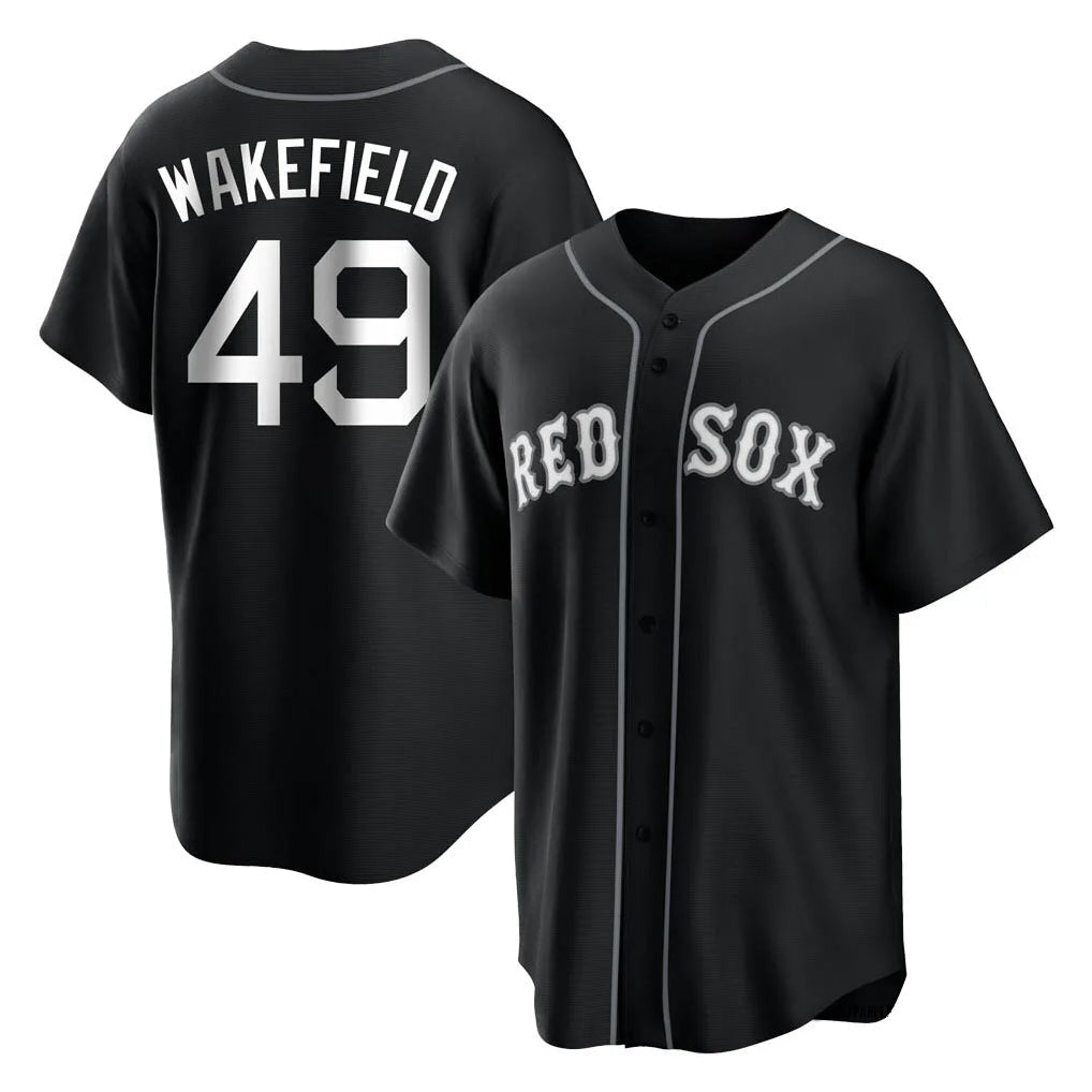 Trusc B.Red Sox #49 Tim Wakefield Player Black Home Game Stitched Jerseys