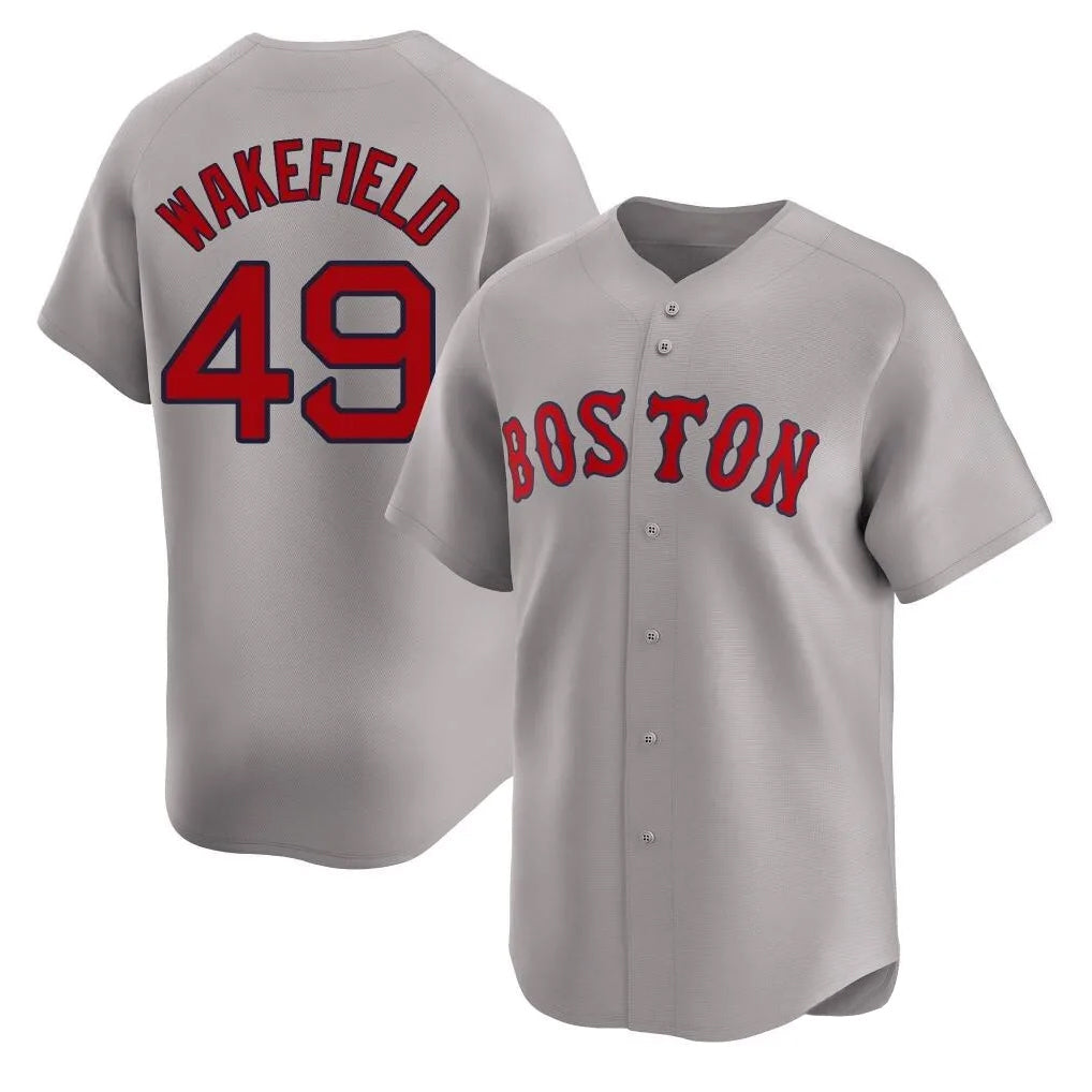 Trusc B.Red Sox #49 Tim Wakefield Player Gray Road Limited Home Game Stitched Jerseys