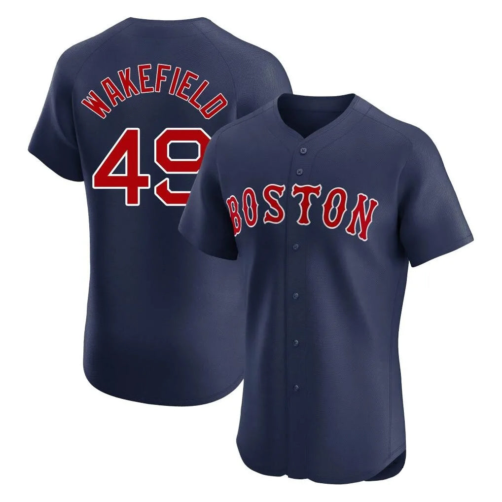 Trusc B.Red Sox #49 Tim Wakefield Player Navy Limited Elite Home Game Stitched Jerseys
