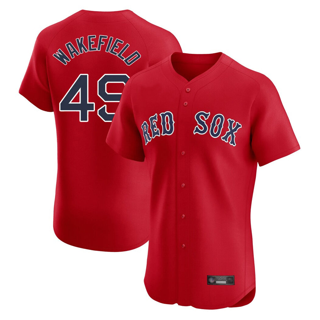 Trusc B.Red Sox #49 Tim Wakefield Player Red Limited Elite Home Game Stitched Jerseys