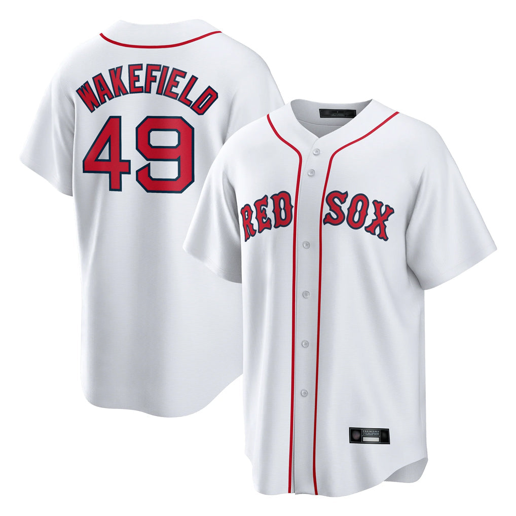 Trusc B.Red Sox #49 Tim Wakefield Player White Home Game Stitched Jerseys