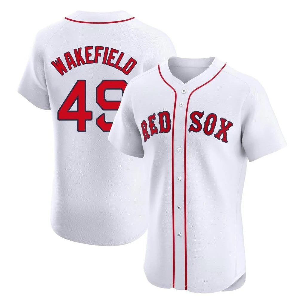 Trusc B.Red Sox #49 Tim Wakefield Player White Limited Elite Home Game Stitched Jerseys
