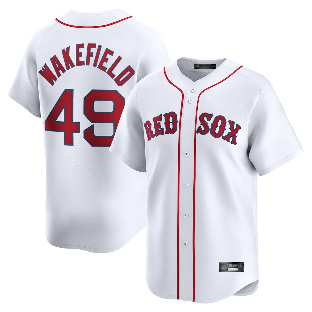 Trusc B.Red Sox #49 Tim Wakefield Player White Limited Home Game Stitched Jerseys