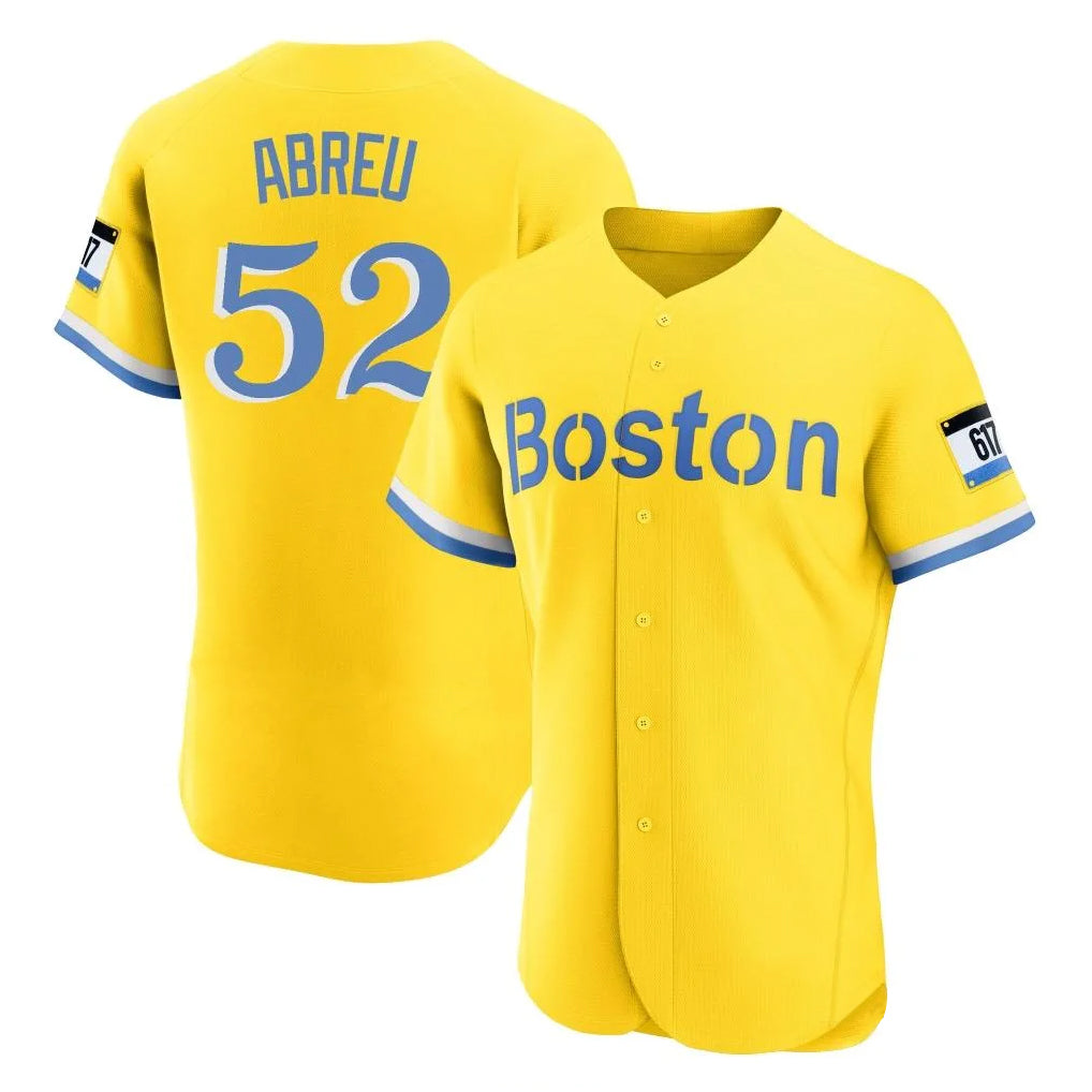 Trusc B.Red Sox #52 Wilyer Abreu Player Yellow Limited Elite Home Game Stitched Jerseys