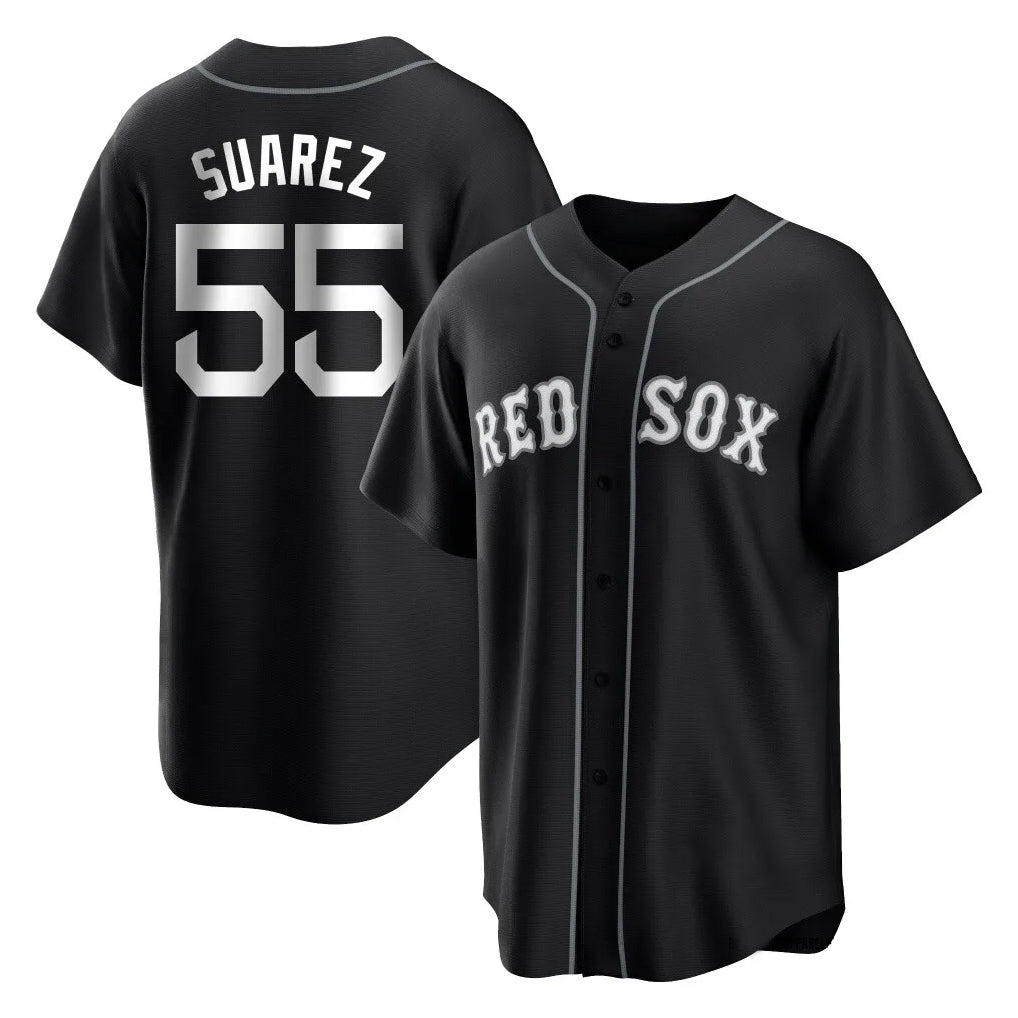 Trusc B.Red Sox #55 Ranger Su¡§¡érez Player Black Home Game Stitched Jerseys