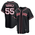 Trusc B.Red Sox #55 Ranger Su¡§¡érez Player Black Out Home Game Stitched Jerseys